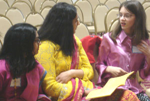 Photo of tellers talking before the performance